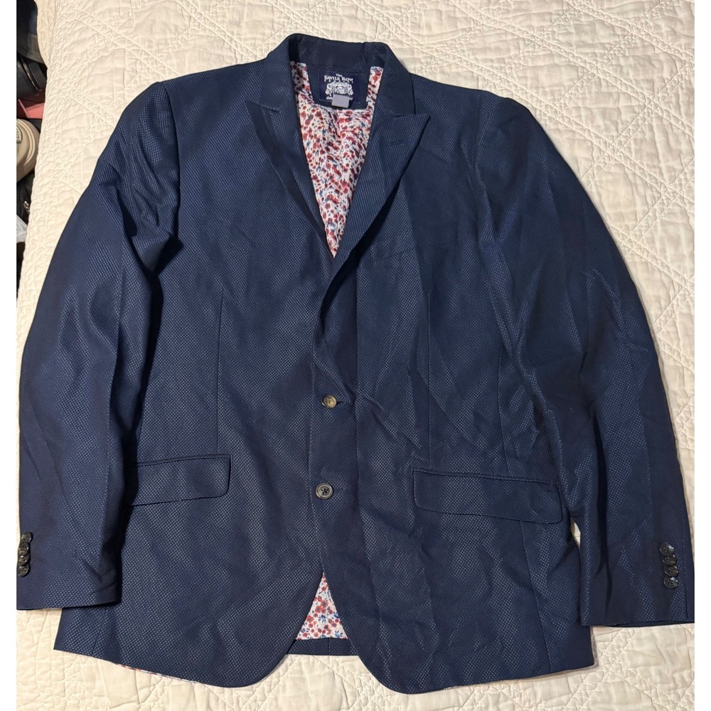 The Savile Row Company Blazer Mens 40R Navy Blue Lancaster Floral Lining Coat
